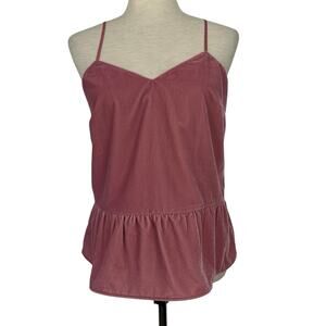 J Crew Velvet Top Women Size 2 Pink Peplum Cami Soft Feminine Dainty Fairy Boho